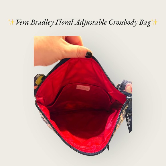 ✨Vera Bradley Adjustable Floral Crossbody Bag in Navy Blue✨ - Picture 5 of 9